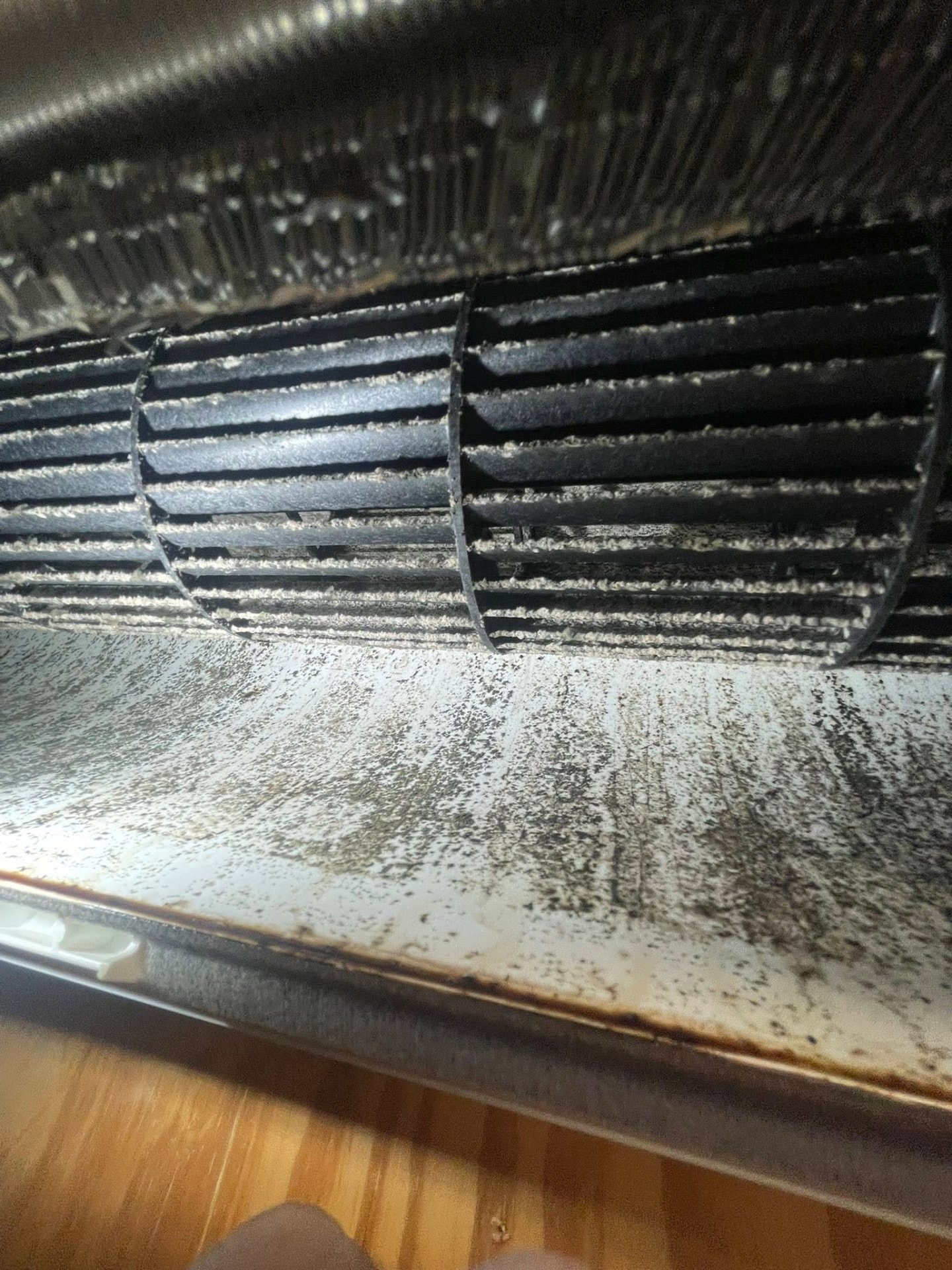 Blower wheel packed with dust before deep cleaning service